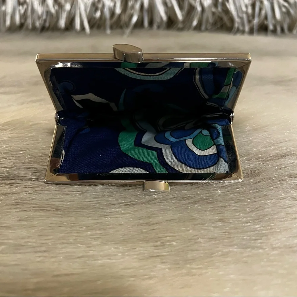 VERA BRADLEY Mediterranean Blue 2008 Kiss Lock Coin Purse Blue Green White Y2K